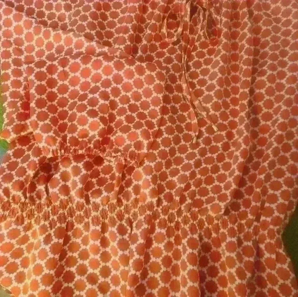 Charter Club orange white women's long sleeve with elastic waist blouse size M - Picture 5 of 8